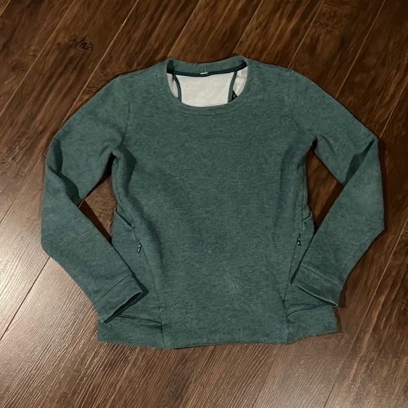 Lululemon Cut Out Back Crew Sweatshirt Teal - Picture 1 of 6